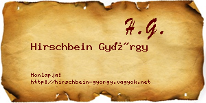 Hirschbein György névjegykártya
